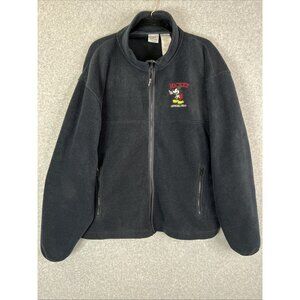 Disney Jacket Official Gear Mickey Mouse Full Zip Fleece Black XL Vintage